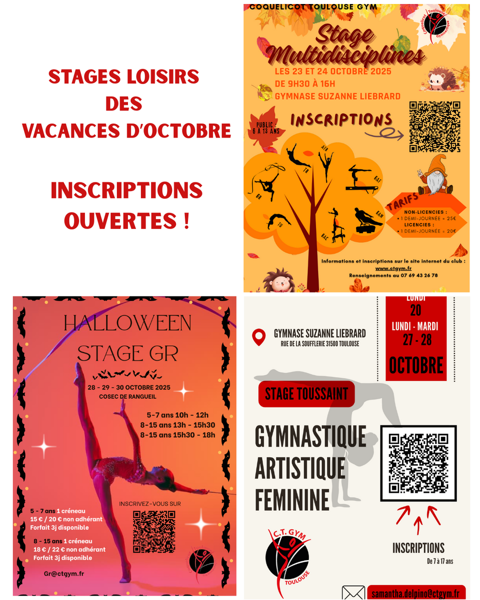 Stages des vacances d'automne 2025