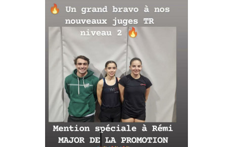 TR : Bravo à nos 3 nouveaux juges niveau 2 Trampoline !